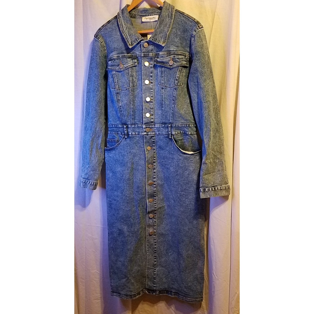 Impressions Women's Vintage Style Slim Denim Midi‎ Skirt Dress  Size Large NWT